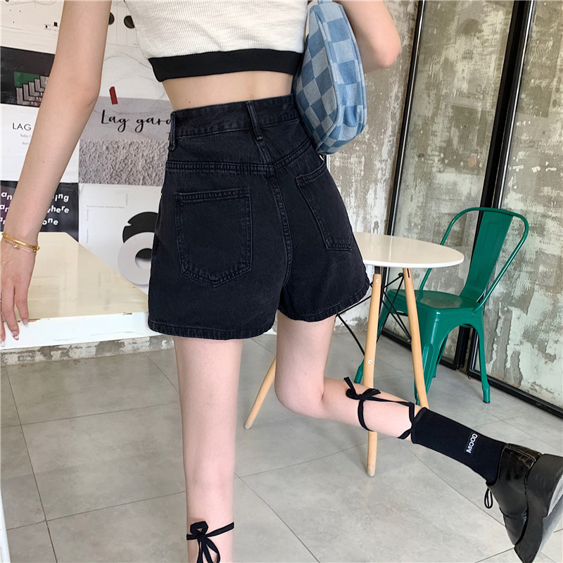 Moteriški šortai Nauji džinsiniai, universalūs, laisvalaikio studentai, sagai Paprasti įdėklai Solidūs prašmatnūs vasariniai Ulzzang Cozy Mujer aukšto juosmens dizaino, tinka