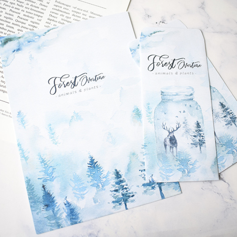 Miško elnio vokų laiškų popieriaus rinkinys 3 vokų 6 lapų laiškas Vestuvių kvietimas Biuro mokyklinės prekės Rašymo reikmenys