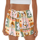 Ženske modne udobne kratke hlače Mekane kratke hlače za spavanje Lagane kratke hlače s otisnutom mašnom i elastičnim strukom, donji dio donjih hlača ženskie letnie