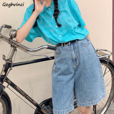 Rövidnadrág Női Farmer Uniszex Harajuku Retro Hangulatos Nyári Minimalista High Street BF Stílus Diák ajánlat Vintage Ünnep Akciós