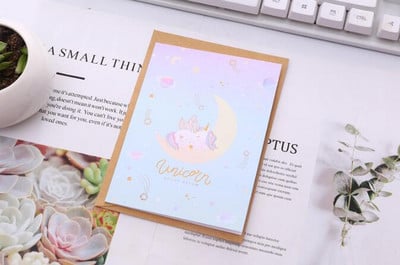 Kozmikus egyszarvú univerzális kártya rajzfilm Kreatív üzenet Áldás Születésnapi Kártya Karácsony újév napi köszönőkártya boríték