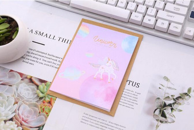 Kozmikus egyszarvú univerzális kártya rajzfilm Kreatív üzenet Áldás Születésnapi Kártya Karácsony újév napi köszönőkártya boríték