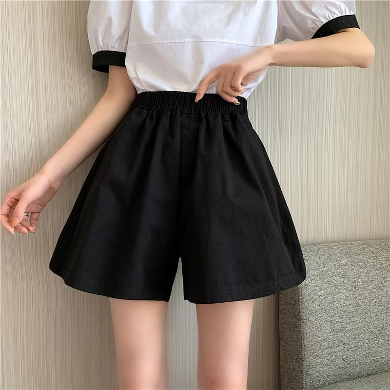 Ženske kratke hlače s elastičnim visokim strukom i širokim nogavicama Ljeto Femme Ležerne dame Sveobuhvatno korejski stil Trendy Simple Chic College Young Ins