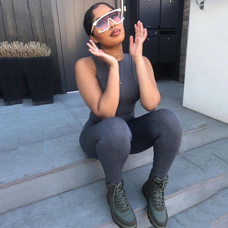 HAOYUAN Seksi kombinezon bez rukava, jednodijelni kombinezon, klupska odjeća, sportska trenirka, fitness kombinezon s patentnim zatvaračem