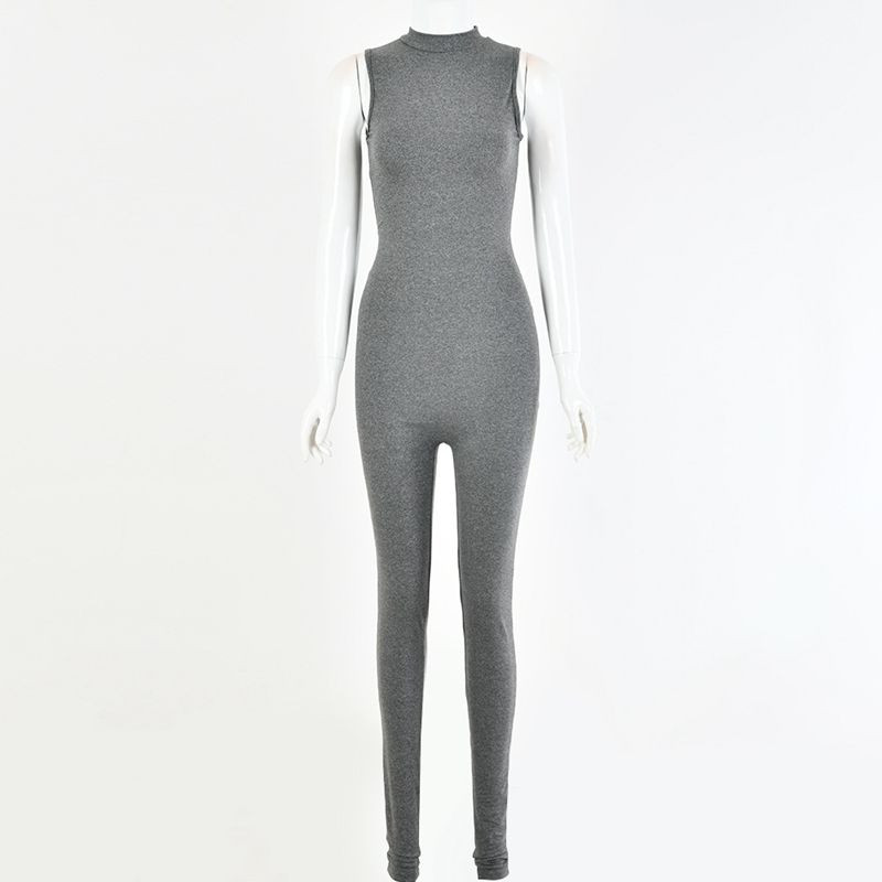 HAOYUAN Seksi kombinezon bez rukava, jednodijelni kombinezon, klupska odjeća, sportska trenirka, fitness kombinezon s patentnim zatvaračem