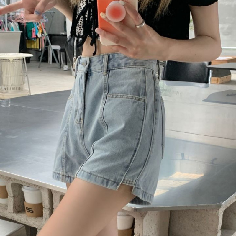 Kratke hlače Ženske ljetne traper hlače s visokim strukom Ravne kratke hlače Ženski Višeslojne ležerne studentske ulične mode Hot Sale Young Basic