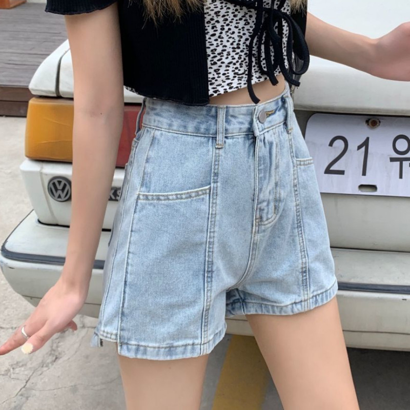 Kratke hlače Ženske ljetne traper hlače s visokim strukom Ravne kratke hlače Ženski Višeslojne ležerne studentske ulične mode Hot Sale Young Basic
