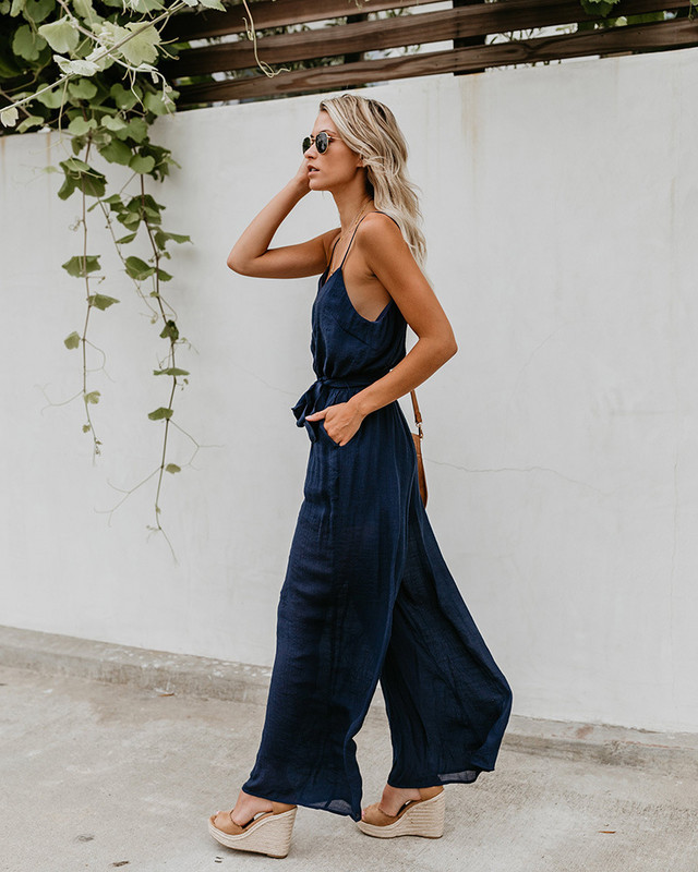 NOVI Ženski kombinezoni širokih nogavica Ljetne hlače bez rukava Duge hlače Kombinezoni Uredske dame Elegantni kombinezoni Hlače kombinezon