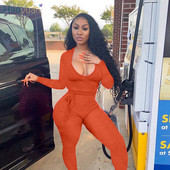 HAOYUAN Szexi Kötött Bodycon Romperek Női Jumpsuitek Hosszú ujjú Bandage Őszi Női Ruházat Tréningruha One Piece Club Outfitek