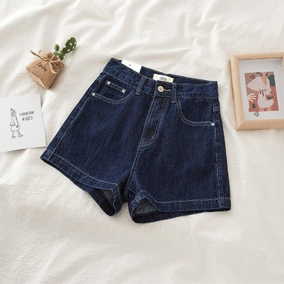 Džinsiniai šortai moteriški tiesūs vintažiniai retro universalūs laisvalaikio aukštu juosmeniu skalbti Mujer vasaros jaukios Ulzzang mados studentų kelnės