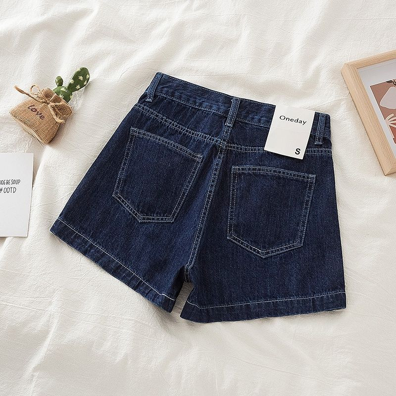 Džinsiniai šortai moteriški tiesūs vintažiniai retro universalūs laisvalaikio aukštu juosmeniu skalbti Mujer vasaros jaukios Ulzzang mados studentų kelnės