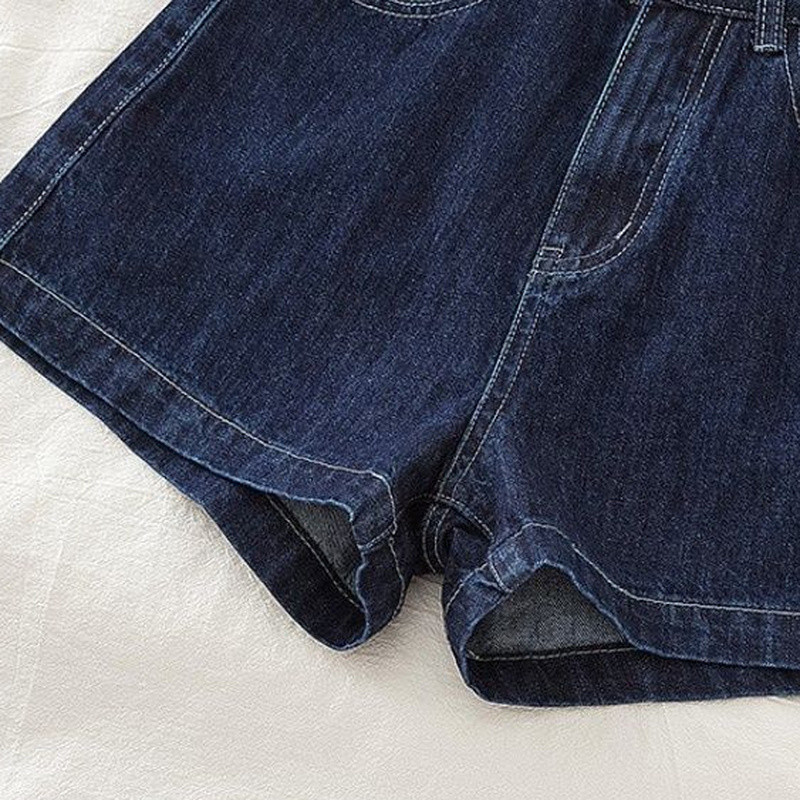 Džinsiniai šortai moteriški tiesūs vintažiniai retro universalūs laisvalaikio aukštu juosmeniu skalbti Mujer vasaros jaukios Ulzzang mados studentų kelnės