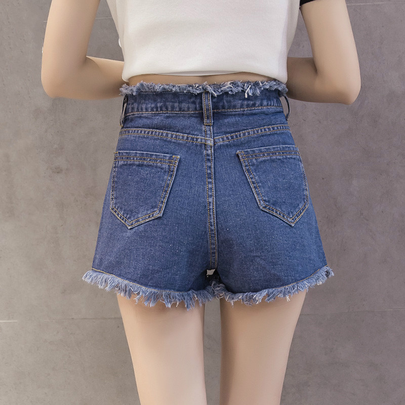 Naiste lühikesed püksid, soliidne ja lihtne suvi 2020 Korea stiilis uus mood naiste kõrge vöökoht Kõik sobivad õpilastele teksanööbiga šikk elegantne