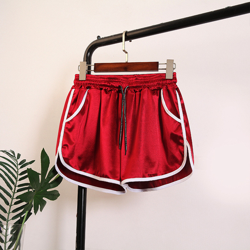 Satenske ležerne kratke hlače visokog struka Ženske ljetne kratke hlače za fitness za vježbanje 2023. Ženske elastične široke kratke hlače S