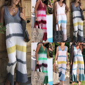 Kombinezon s gradijentnom bojom Ombre Ženski blagdanski ležerni kombinezon s kravatom u stilu za plažu Harajuku Kombinezon s dubokim V izrezom bez rukava