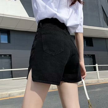 Feynzz Fashion New Summer Women High Waist Button Wigh Jeans Shorts Ежедневни женски широки сини дънкови шорти