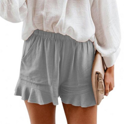 Pamučne lanene kratke hlače Ženske visoke struke Ljetne velike široke hlače širokih nogavica Ležerne kratke hlače Uske trenirke Ženske