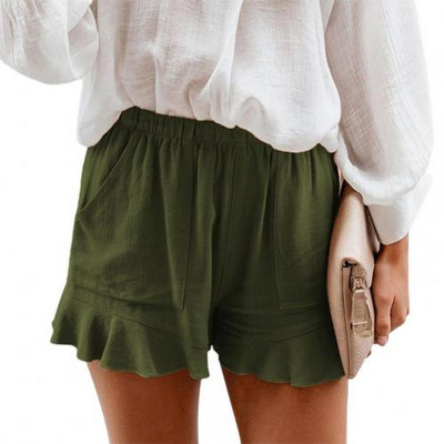 Pamučne lanene kratke hlače Ženske visoke struke Ljetne velike široke hlače širokih nogavica Ležerne kratke hlače Uske trenirke Ženske