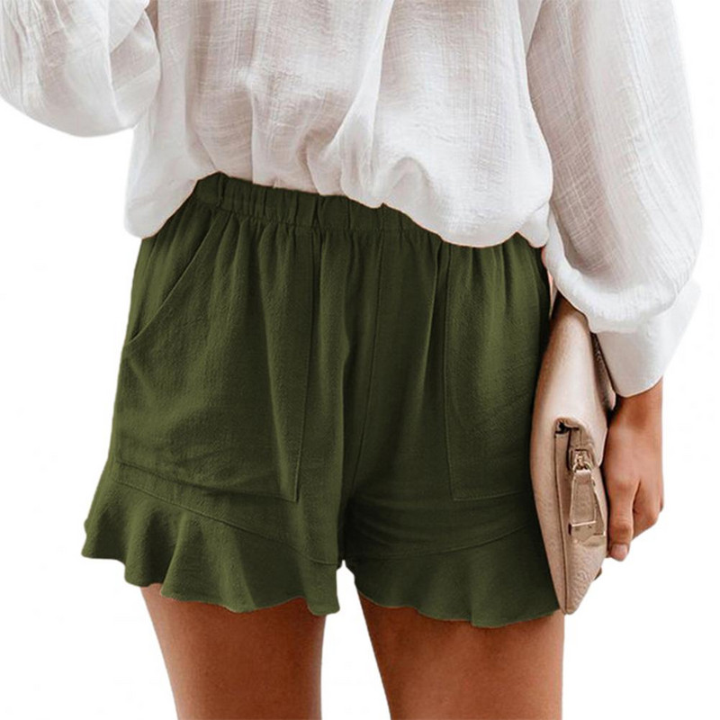 Pamučne lanene kratke hlače Ženske visoke struke Ljetne velike široke hlače širokih nogavica Ležerne kratke hlače Uske trenirke Ženske