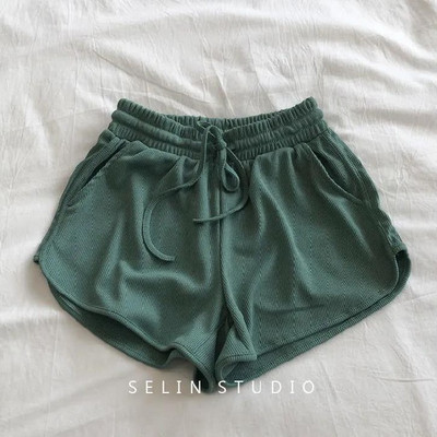 Pantaloni scurți solizi cu talie înaltă pentru femei, pantaloni scurți simpli, largi, pentru femei, zilnic, pantaloni scurti, elastic acasă, pantaloni de trening clasici