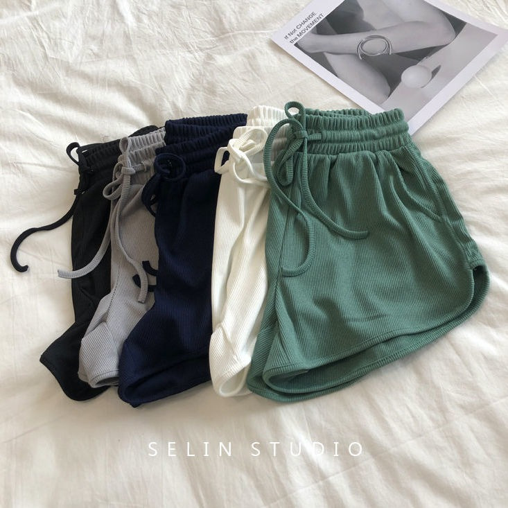 Pantaloni scurți solizi cu talie înaltă pentru femei, pantaloni scurți simpli, largi, pentru femei, zilnic, pantaloni scurti, elastic acasă, pantaloni de trening clasici