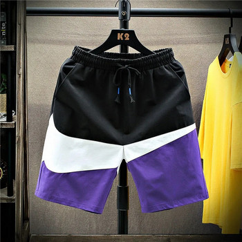 Мъжки летни къси спортни панталони Плюс размер Ежедневни бързосъхнещи плажни шорти с дължина до коляното Модни спортни тънки панталони за бягане M-4XL