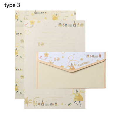 Potrepštine Cvjetni ispis crtanog uzorka s kuvertama 3 KOM Pisma Papir za pisanje 6 KOM Različiti dizajn