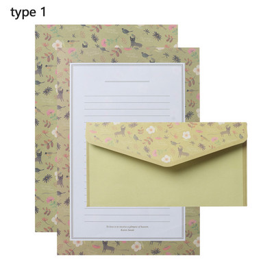 Potrepštine Cvjetni ispis crtanog uzorka s kuvertama 3 KOM Pisma Papir za pisanje 6 KOM Različiti dizajn