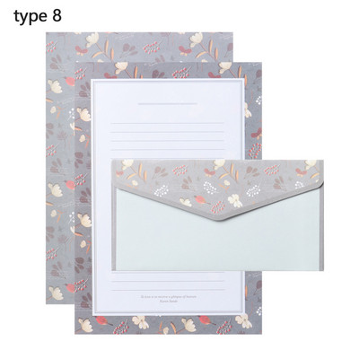 Potrepštine Cvjetni ispis crtanog uzorka s kuvertama 3 KOM Pisma Papir za pisanje 6 KOM Različiti dizajn