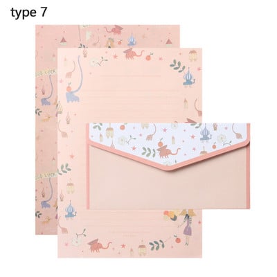 Potrepštine Cvjetni ispis crtanog uzorka s kuvertama 3 KOM Pisma Papir za pisanje 6 KOM Različiti dizajn