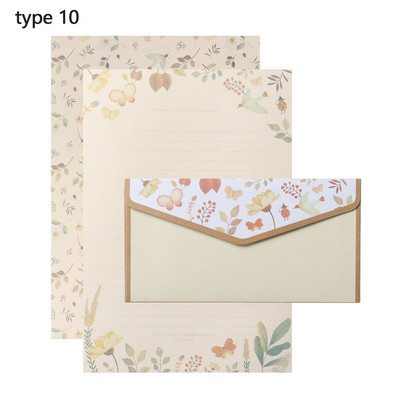 Potrepštine Cvjetni ispis crtanog uzorka s kuvertama 3 KOM Pisma Papir za pisanje 6 KOM Različiti dizajn