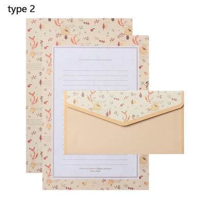 Potrepštine Cvjetni ispis crtanog uzorka s kuvertama 3 KOM Pisma Papir za pisanje 6 KOM Različiti dizajn