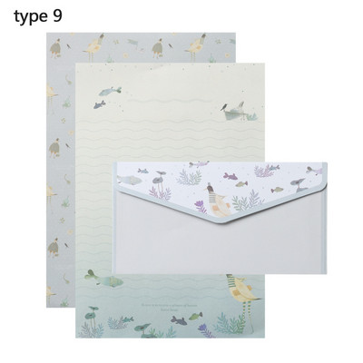 Potrepštine Cvjetni ispis crtanog uzorka s kuvertama 3 KOM Pisma Papir za pisanje 6 KOM Različiti dizajn