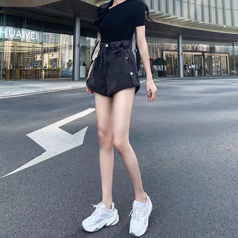 Feynzz ikdienas zili džinsa šorti sievietēm, seksīgi ar augstu vidukli, pogas, kabatas, šauri pieguļoši šorti, 2021. gada vasaras pludmales apģērbi, džinsi, šorti