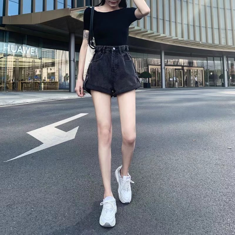 Feynzz ikdienas zili džinsa šorti sievietēm, seksīgi ar augstu vidukli, pogas, kabatas, šauri pieguļoši šorti, 2021. gada vasaras pludmales apģērbi, džinsi, šorti