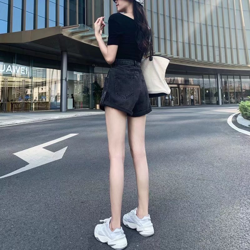 Feynzz ikdienas zili džinsa šorti sievietēm, seksīgi ar augstu vidukli, pogas, kabatas, šauri pieguļoši šorti, 2021. gada vasaras pludmales apģērbi, džinsi, šorti