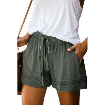 12 цвята Ежедневни дамски къси панталони Обикновени джобове с шнурове Летен ластик на талията Свободен домашен уличен дамски панталон