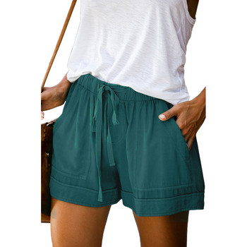 12 цвята Ежедневни дамски къси панталони Обикновени джобове с шнурове Летен ластик на талията Свободен домашен уличен дамски панталон