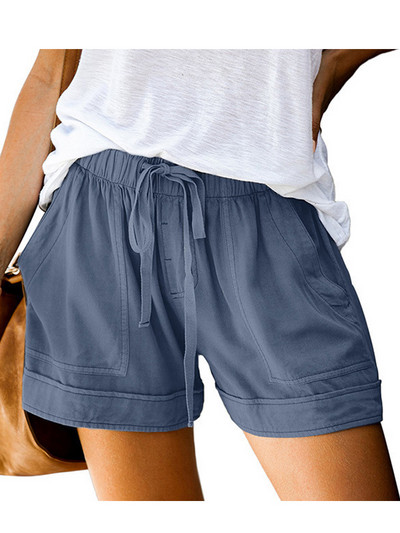 12 χρώματα Casual γυναικεία κοντό παντελόνι Απλές τσέπες με κορδόνι Καλοκαιρινή ελαστική μέση φαρδιά σπίτι Streetwear Γυναικείο παντελόνι