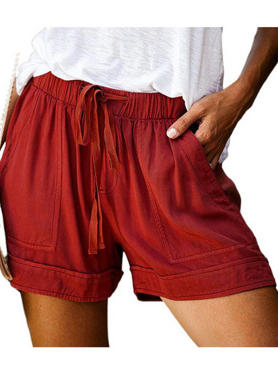 12 χρώματα Casual γυναικεία κοντό παντελόνι Απλές τσέπες με κορδόνι Καλοκαιρινή ελαστική μέση φαρδιά σπίτι Streetwear Γυναικείο παντελόνι