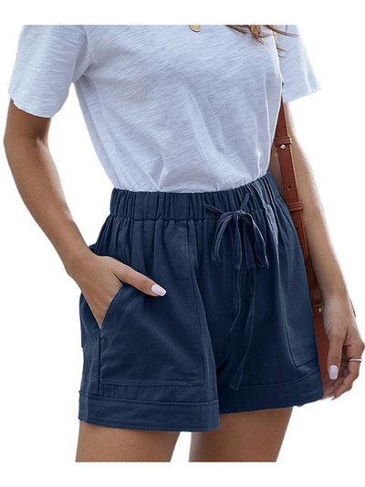12 χρώματα Casual γυναικεία κοντό παντελόνι Απλές τσέπες με κορδόνι Καλοκαιρινή ελαστική μέση φαρδιά σπίτι Streetwear Γυναικείο παντελόνι