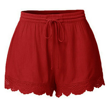 Големи размери Летни къси панталони за жени Дамски къси панталони с дантелени връзки Едноцветни ежедневни панталони Панталони с шнурове Дамски спортни къси панталони