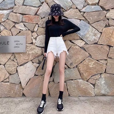 Dámske ležérne modré džínsové šortky Feynzz, sexy, s vysokým pásom, gombíky, vrecká, slim fit, šortky, letné plážové streetwear džínsové šortky 2021