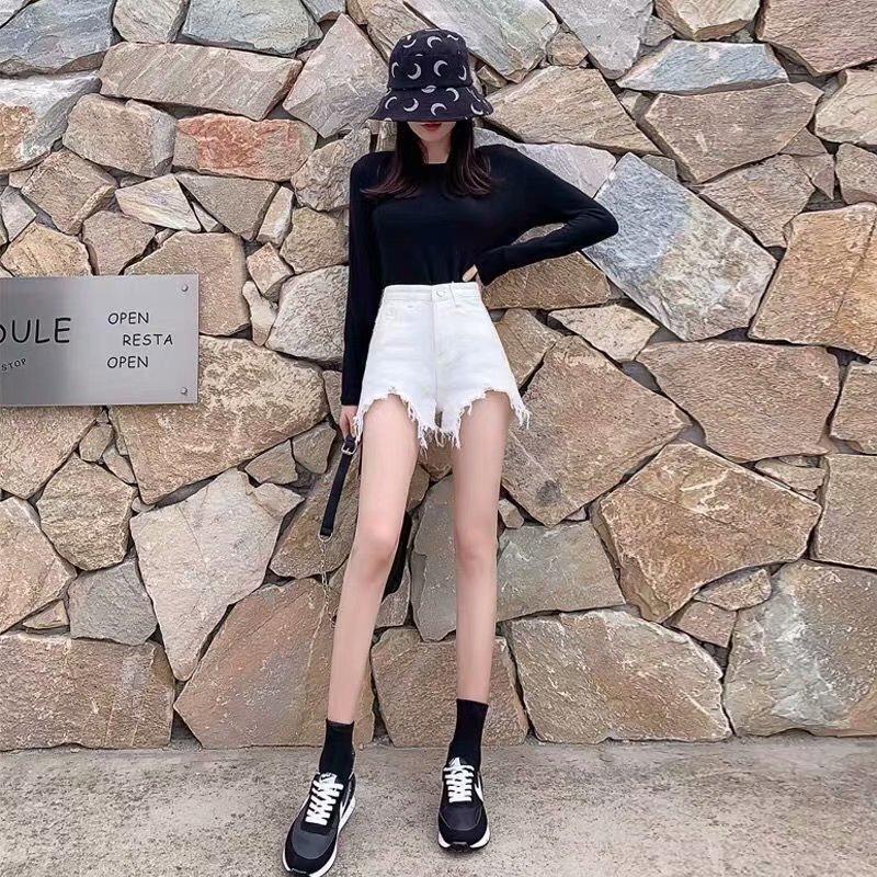 Dámske ležérne modré džínsové šortky Feynzz, sexy, s vysokým pásom, gombíky, vrecká, slim fit, šortky, letné plážové streetwear džínsové šortky 2021
