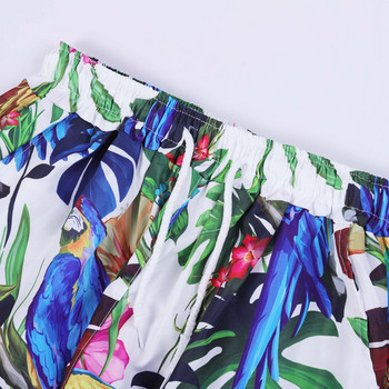 Къси панталони с флорални принтове за жени Елегантни летни ежедневни шорти Летни плажни шорти Еластична талия Плюс размер Дамски панталони Дамско облекло