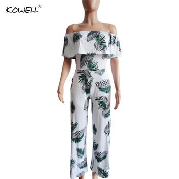 Hot Sell 2019 Νέα σέξι Off Shoulder Floral στάμπα Spandex Jumpsuit Boho Style Party Beach Ολόσωμη φόρμα γιορτής