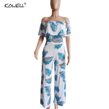 Hot Sell 2019 Νέα σέξι Off Shoulder Floral στάμπα Spandex Jumpsuit Boho Style Party Beach Ολόσωμη φόρμα γιορτής