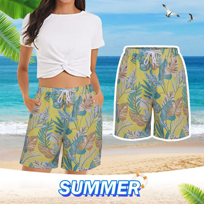 Ženske ležerne kratke hlače, ljetne udobne hlače za plažu, elastični struk, cvjetni print s 2 džepa, paket ženskih atletskih kratkih hlača