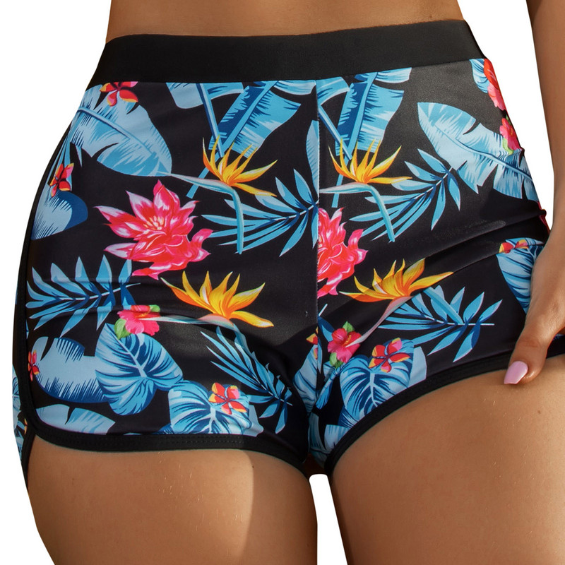 Naiste kõrge vöökohaga bikiinid, pitsilised ujumispüksid, rannapüksid, jooksmine, ujumispüksid, bikiinid, troopilise trükiga ujumispüksid L5