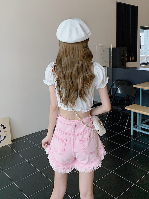 Feynzz 2022 Summer Tassel τζιν σορτς Γυναικεία νέα τάση για μικρά και λεπτά καυτά κοριτσίστικα παντελόνια με φαρδιά πόδια